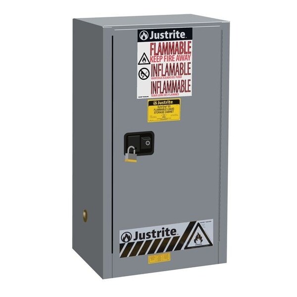 Justrite 15 gal, 1 Shelves, 18-Gauge Steel, 23.25 in W x 44 in H x 18 in D, Gray 891523 - main